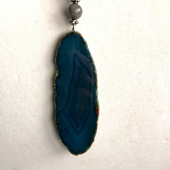 Cool glass beaded agate geode necklace/ bohemian hippie style/ boho - Picture 2 of 3